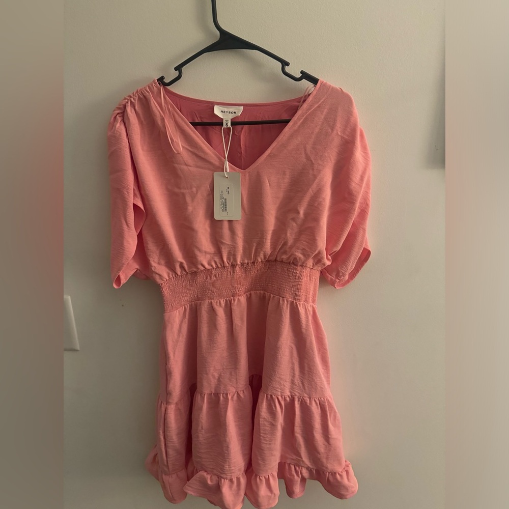 Elegant Coral V-Neck Dress